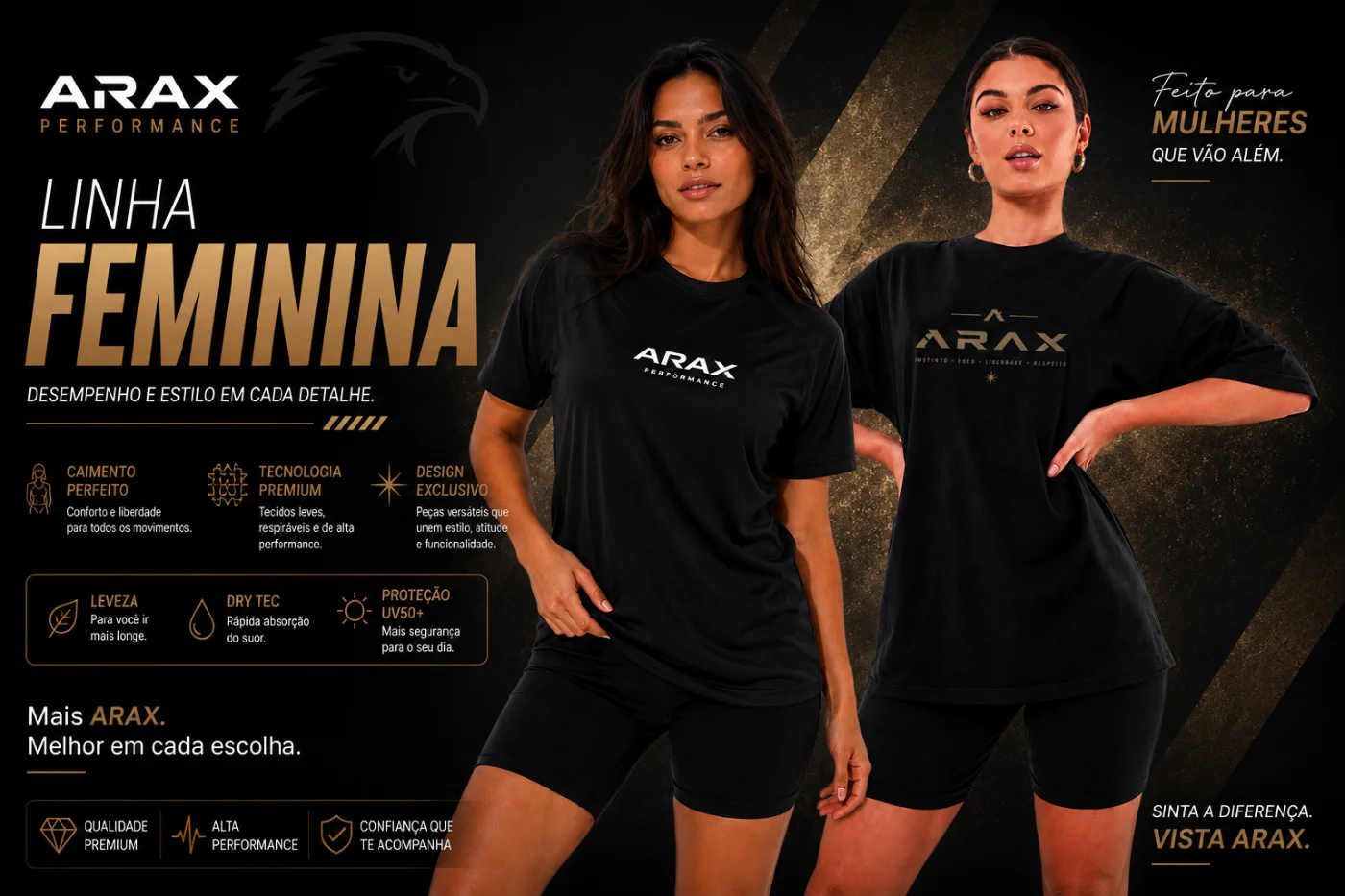 ARAX Linha Feminina - Desempenho e estilo em cada detalhe